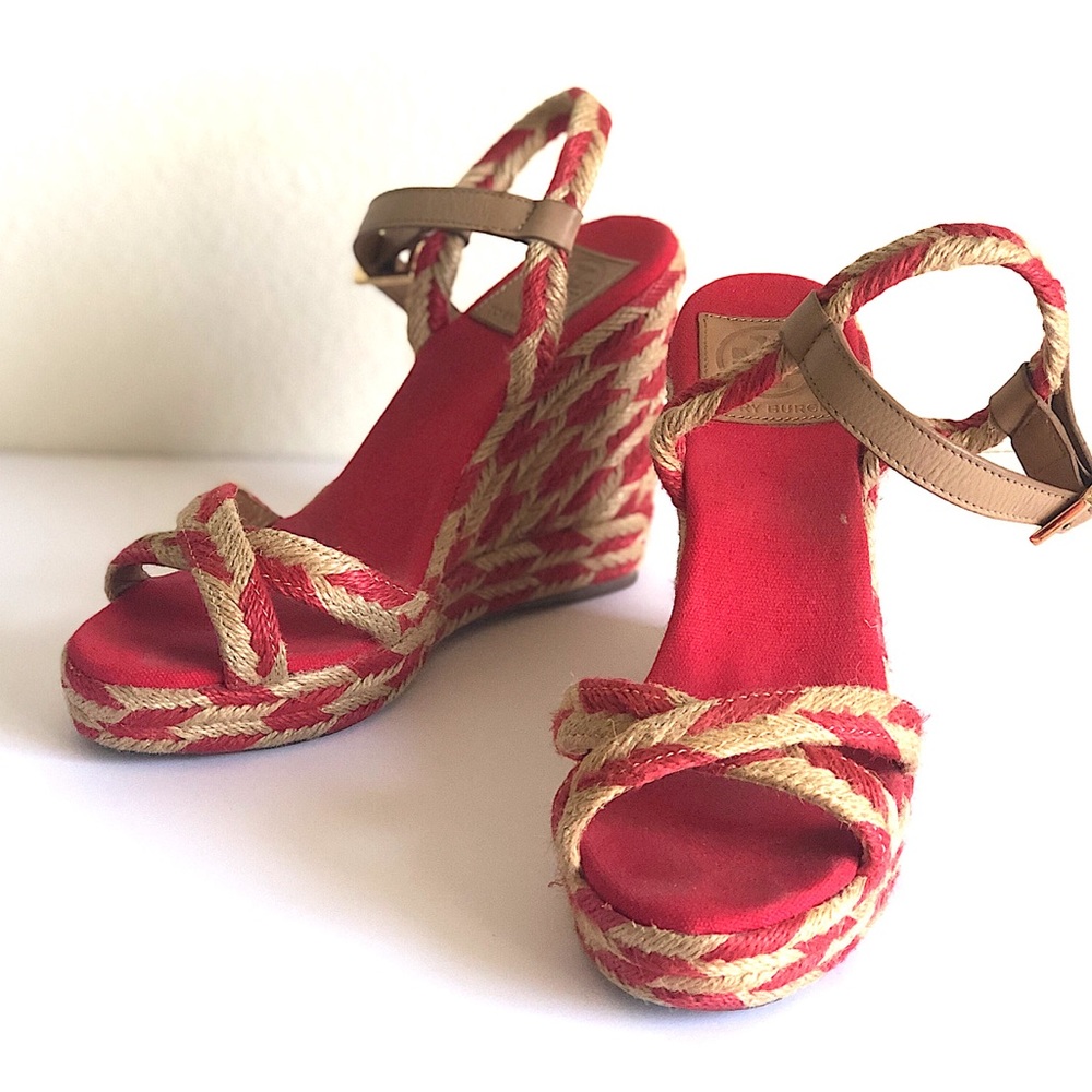 TORY BURCH red/brown espadrilles 🔥🔥